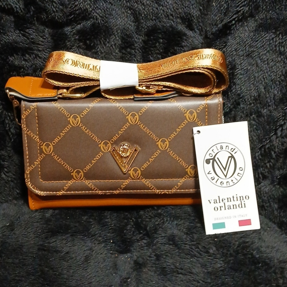🆕️ Valentino Orlandi Brown and Gold Crossbody Bag
